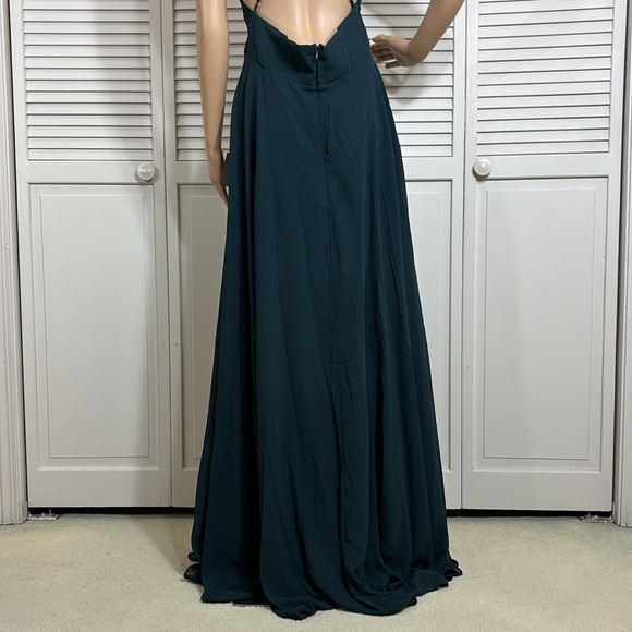 NWT Lulu's Dreamy Romance Forest Green Backless Maxi Dress Large - Picture 10 of 14